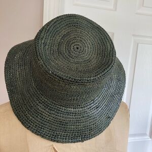 J. Crew Green Woven Sun Hat. Hunter green
